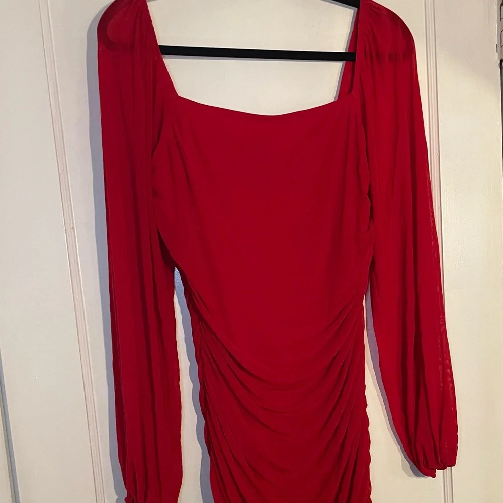Red Ruched Dress - Picture 3 of 7